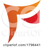 Poster, Art Print Of Orange And Red Wavy Paper Shaped Letter F Icon