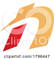 Poster, Art Print Of Orange And Red Spiky Italic Letter N Icon