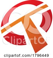 Poster, Art Print Of Orange And Red Round Shaped Letter T Icon