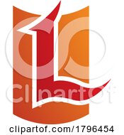 Poster, Art Print Of Orange And Red Shield Shaped Letter L Icon