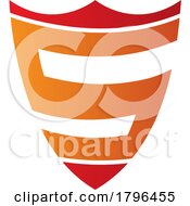 Poster, Art Print Of Orange And Red Shield Shaped Letter S Icon