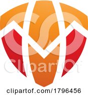 Poster, Art Print Of Orange And Red Shield Shaped Letter T Icon