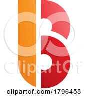 Poster, Art Print Of Orange And Red Round Disk Shaped Letter B Icon