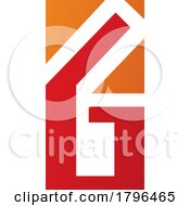 Poster, Art Print Of Orange And Red Rectangular Letter G Or Number 6 Icon