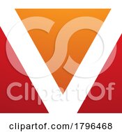 Orange And Red Rectangular Shaped Letter V Icon