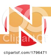 Poster, Art Print Of Orange And Red Round Bold Letter N Icon