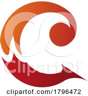 Poster, Art Print Of Orange And Red Round Curly Letter C Icon