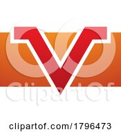 Poster, Art Print Of Orange And Red Rectangle Shaped Letter V Icon