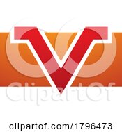 Orange And Red Rectangle Shaped Letter V Icon