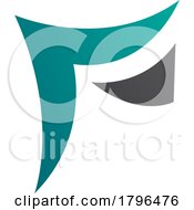 Poster, Art Print Of Persian Green And Black Wavy Paper Shaped Letter F Icon