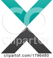 Poster, Art Print Of Persian Green And Black V Shaped Letter X Icon