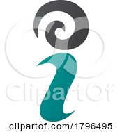 Persian Green And Black Swirly Letter I Icon
