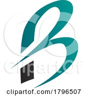 Persian Green And Black Slim Letter B Icon With Pointed Tips
