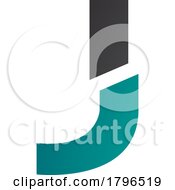 Poster, Art Print Of Persian Green And Black Split Shaped Letter J Icon