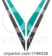 Persian Green And Black Striped Shaped Letter V Icon
