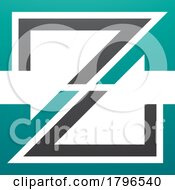 Poster, Art Print Of Persian Green And Black Striped Shaped Letter Z Icon