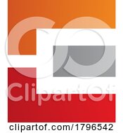 Poster, Art Print Of Orange Red And Grey Rectangular Letter E Icon