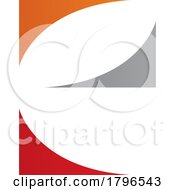 Poster, Art Print Of Orange Red And Grey Lowercase Letter E Icon With Curvy Triangles