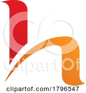 Poster, Art Print Of Orange And Red Letter H Icon With Round Spiky Lines