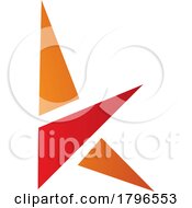 Poster, Art Print Of Orange And Red Letter K Icon With Triangles