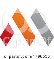 Poster, Art Print Of Orange And Red Letter M Icon With Rectangles