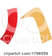 Poster, Art Print Of Orange And Red Letter N Icon With A Curved Rectangle