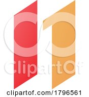 Poster, Art Print Of Orange And Red Letter N Icon With Parallelograms