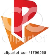 Poster, Art Print Of Orange And Red Letter P Icon With A Triangle