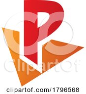 Orange And Red Letter P Icon With A Triangle