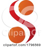 Poster, Art Print Of Orange And Red Letter S Icon With Spheres