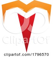 Poster, Art Print Of Orange And Red Letter T Icon With Pointy Tips