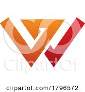 Poster, Art Print Of Orange And Red Letter W Icon With Intersecting Lines