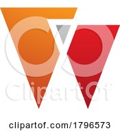 Poster, Art Print Of Orange And Red Letter W Icon With Triangles