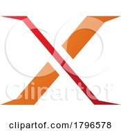 Poster, Art Print Of Orange And Red Pointy Tipped Letter X Icon