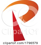 Orange And Red Radio Tower Shaped Letter P Icon
