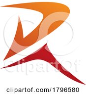Poster, Art Print Of Orange And Red Pointy Tipped Letter R Icon