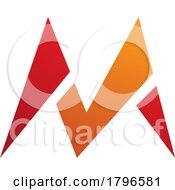 Poster, Art Print Of Orange And Red Pointy Tipped Letter M Icon