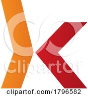 Poster, Art Print Of Orange And Red Lowercase Arrow Shaped Letter K Icon