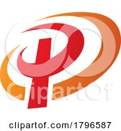 Poster, Art Print Of Orange And Red Oval Shaped Letter P Icon