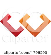Poster, Art Print Of Orange And Red Cornered Shaped Letter W Icon