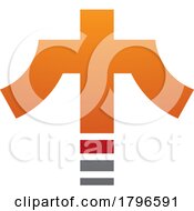 Poster, Art Print Of Orange And Red Cross Shaped Letter T Icon