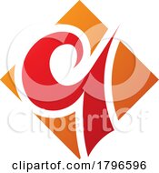 Poster, Art Print Of Orange And Red Diamond Shaped Letter Q Icon