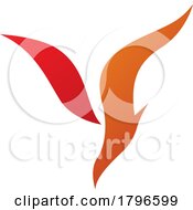 Orange And Red Diving Bird Shaped Letter Y Icon