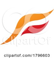 Orange And Red Flying Bird Shaped Letter F Icon
