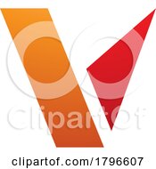Orange And Red Geometrical Shaped Letter V Icon