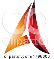 Poster, Art Print Of Orange And Red Glossy Embossed Paper Plane Shaped Letter A Icon
