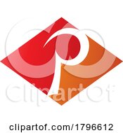 Poster, Art Print Of Orange And Red Horizontal Diamond Letter P Icon