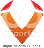 Poster, Art Print Of Orange And Red Horn Shaped Letter V Icon