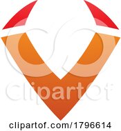 Orange And Red Horn Shaped Letter V Icon