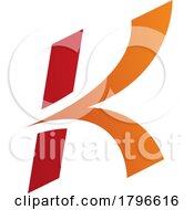 Poster, Art Print Of Orange And Red Italic Arrow Shaped Letter K Icon